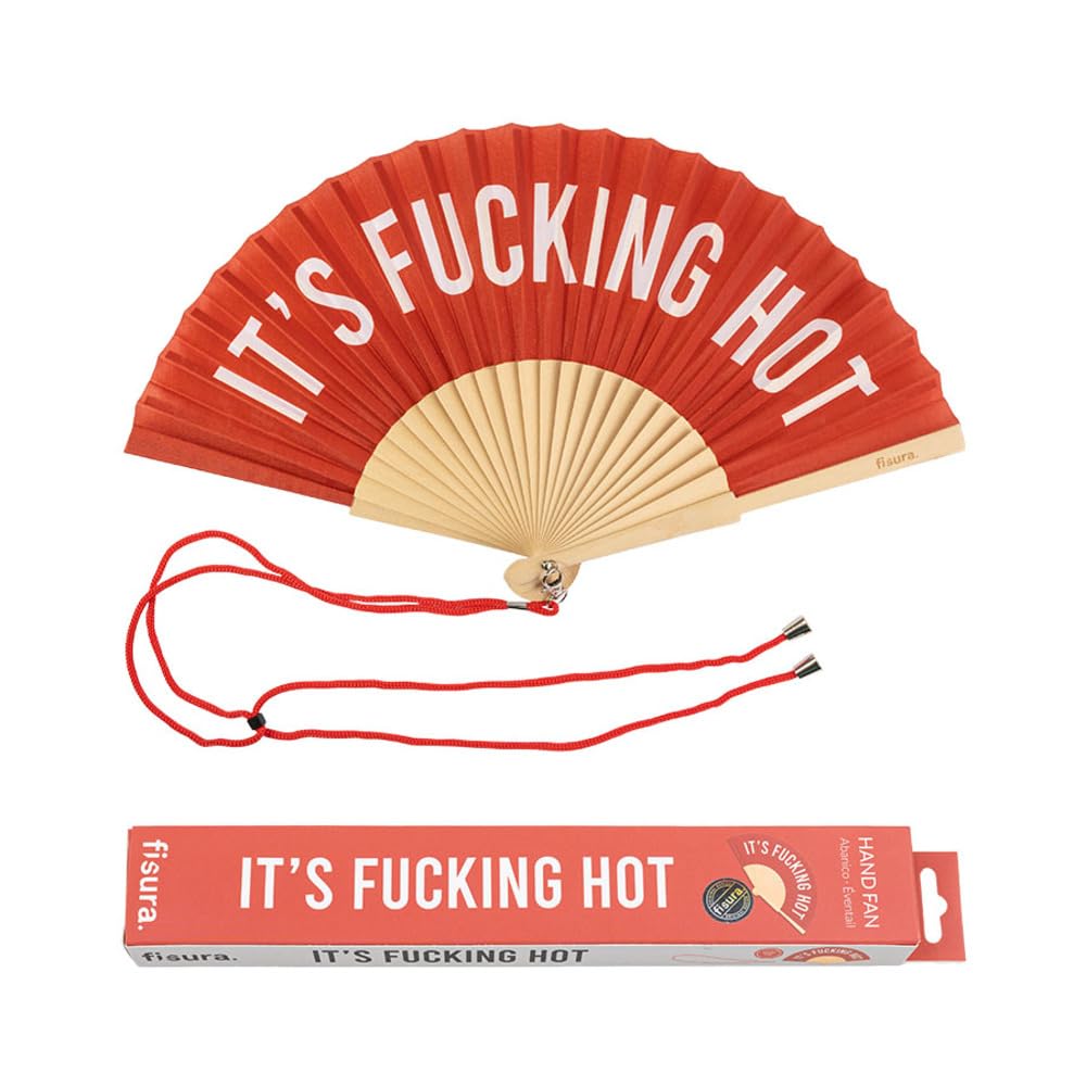 Fisura - Original folding fan with message in english. Handheld folding fan for women. Rave wood folding hand fan. Fans for wedd