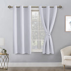 Hiasan Blackout Curtains For Bedroom - Thermal Insulated & Energy Saving Window Curtains For Living Room, 2 Drape Panels Sewn With Tiebacks, Greyish White, 38 X 54 Inch