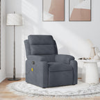 vidaXL Massage Recliner Chair with 6-Point Vibration Massage and Convenient Side Pocket, Dark Grey Velvet Rocker, Adjustable Backrest & Footrest Lounge Seat for Living Room, USB Charge Port