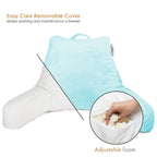 Nestl Reading Pillow Standard Bed Pillow, Back Pillow For Sitting In Bed Shredded Memory Foam Chair Pillow, Reading & Bed Rest Pillows Light Blue Back Pillow For Bed, Bed Chair Arm Pillow With Pockets
