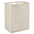 uxcell 15.7 x 10.6 x 22 Large Laundry Basket, Foldable Laundry Hamper with Wooden Handles Freestanding Storage Basket for Comfo