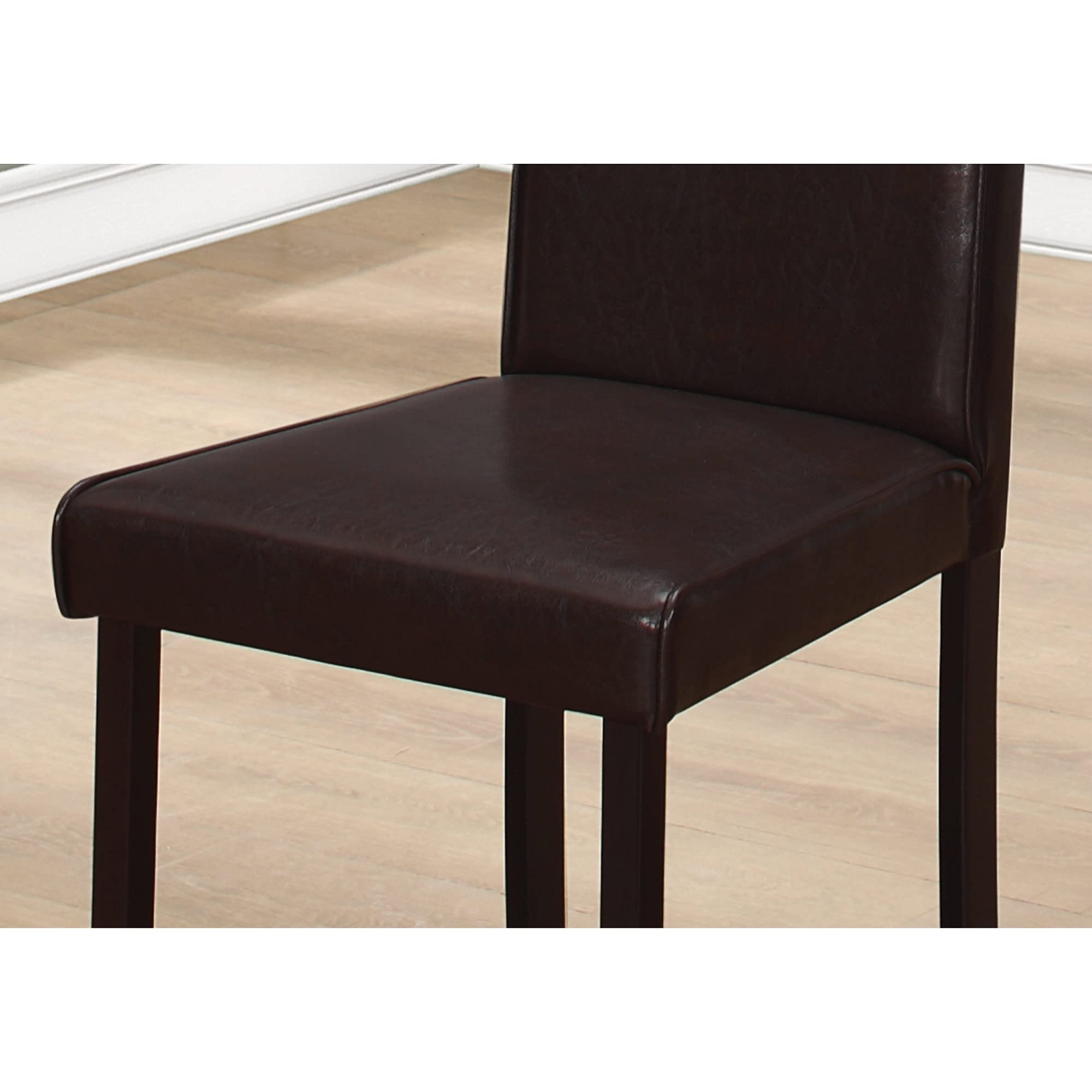 Monarch Specialties 1172 Chair, Set Of 2, Side, Upholstered, Kitchen, Dining Room, Pu Leather Look, Wood Legs, Transitional Chair-2Pcs Dark Brown, 17.75&quot; L X 22.25&quot; W X 36&quot; H