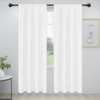 Easy-Going Rod Pocket Blackout Curtains For Bedroom, Room Darkening Window Curtains For Living Room, Thermal Insulated Noise Reduction Solid Window Drapes, 2 Panels(34X84 In, White)