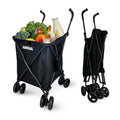 AMiNA Folding Shopping Cart Utility Cart Lightweight Water-Resistant Grocery Cart on Wheels - Collapsible Laundry Cart with Whee