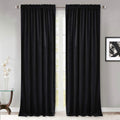 Stangh Black Velvet Curtains For Sliding Door Living Room Rod Pocket Blackout Thermal Insualted Window Drapes For Theater/Studio