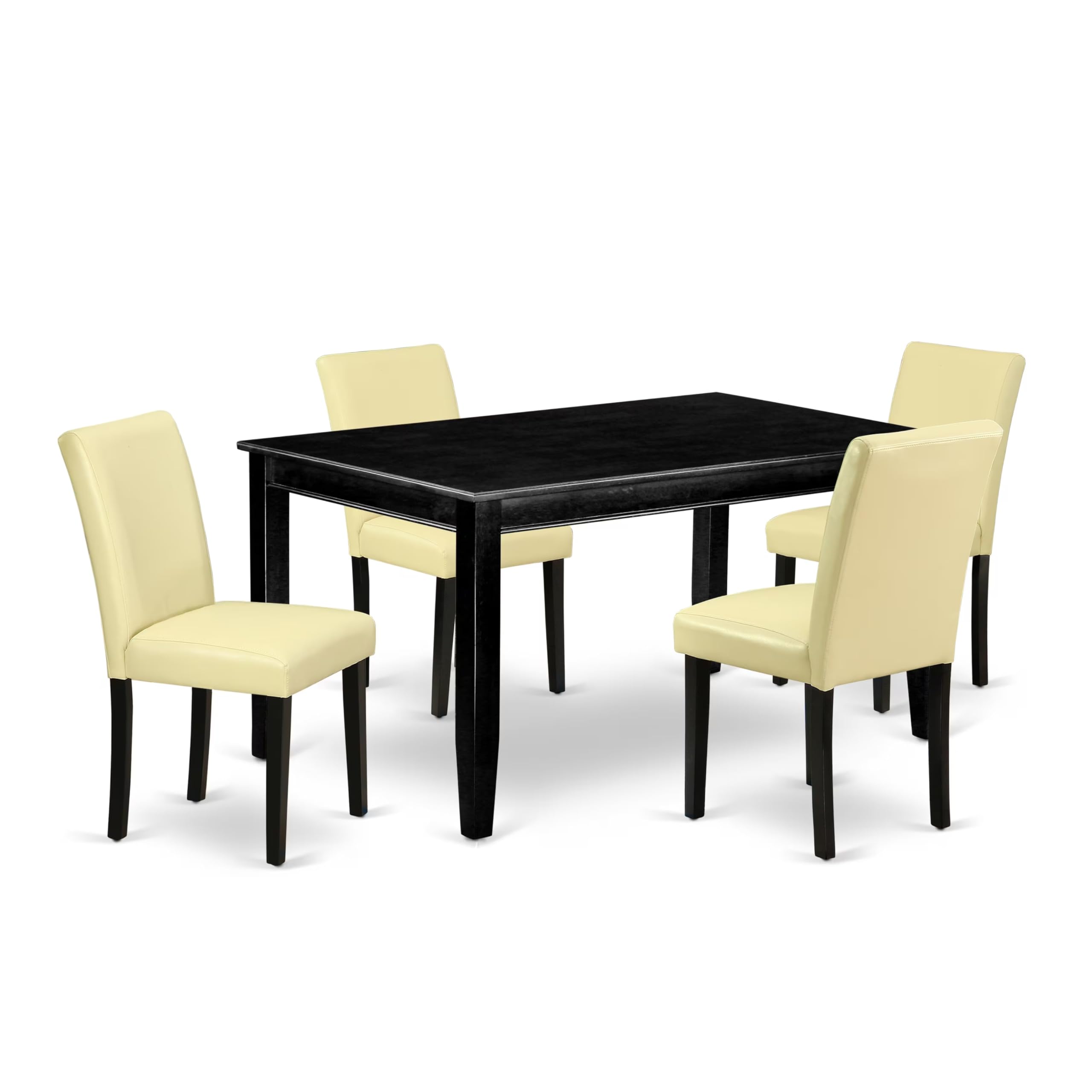 East West Furniture Duab5-Blk-73 5 Piece Dining Room Table Set Includes A Rectangle Kitchen Table And 4 Eggnog Faux Leather Parson Dining Chairs, 36X60 Inch, Black