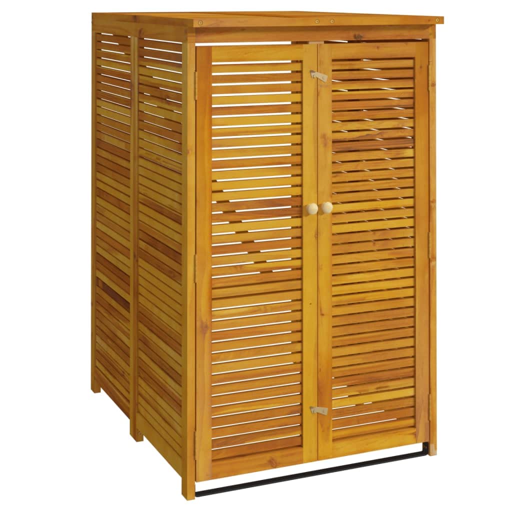 vidaXL Single Garbage Bin Shed - Solid Acacia Wood, Secure Locks, Automatic Operation, Easy Assembly, 27.6&quot;x35&quot;x46.1&quot; Dimensions, Brown