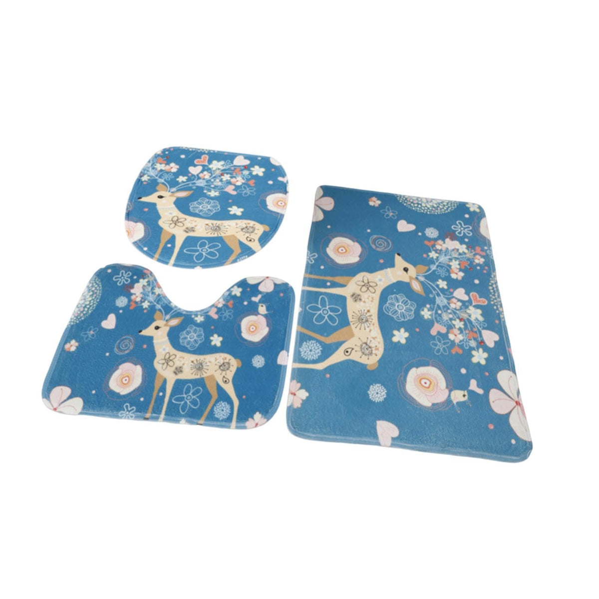 bnf 3Pcs Bathroom Rug Set Shaggy Soft Shower Floor Mat for Floor Bathroom Shower Deer | Bath | Bathmats Rugs & Toilet Covers