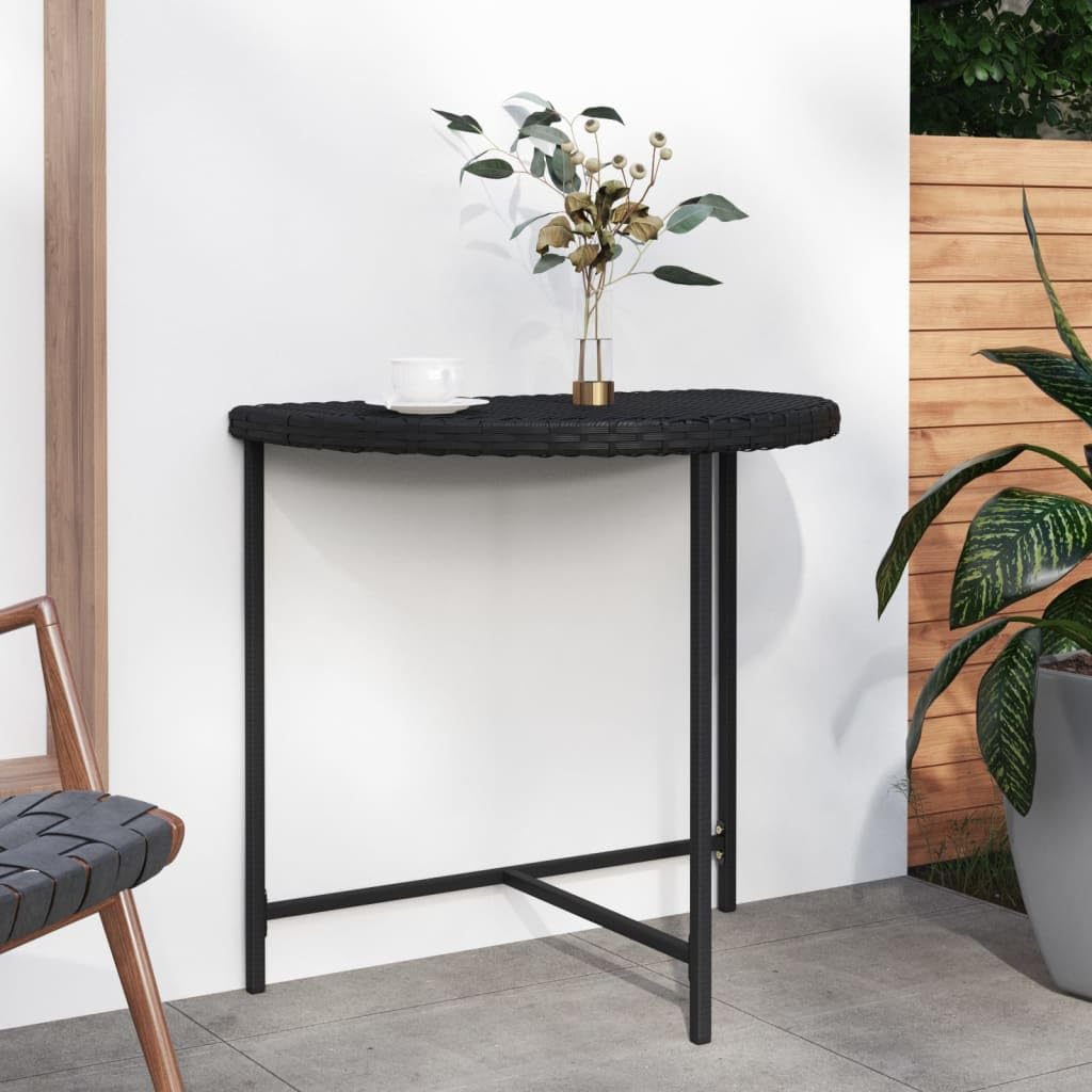 vidaXL Modern Patio Table in Black - Poly Rattan Table with Powder-Coated Steel Frame - Easy Assembly - Indoor/Outdoor Use - Dimensions 31.5"x19.7"x29.5"