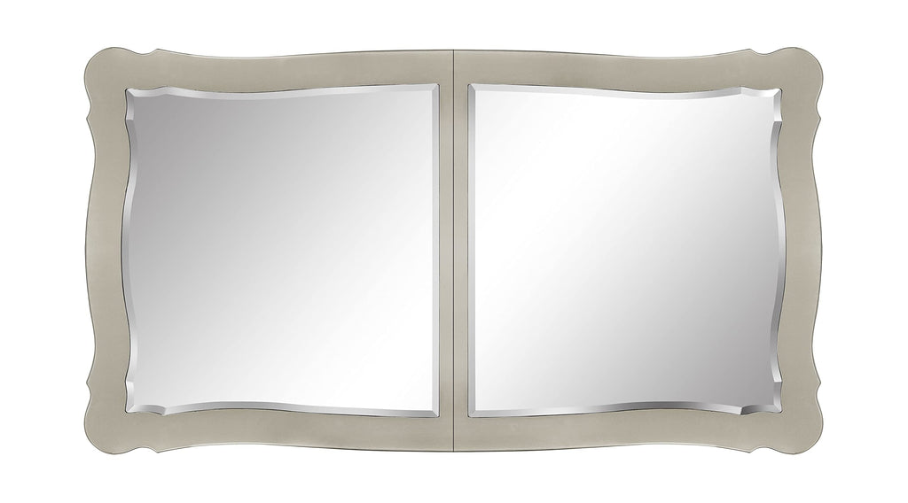 Acme Bently Wooden Double Pedestal Dining Table in Champagne Gold