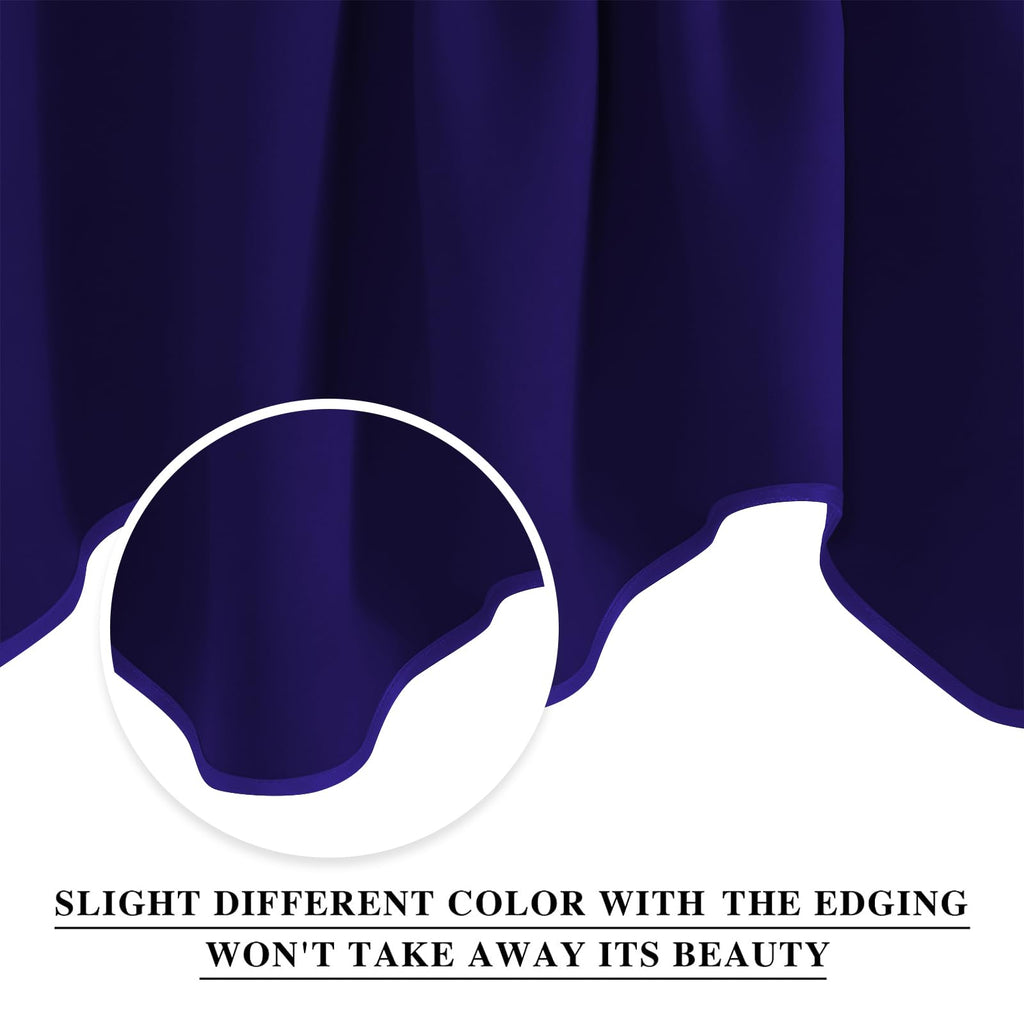 Nicetown Navy Blue Blackout Valance Curtains - Modern Design 52 Inches By 18 Inches Scalloped Rod Pocket Window Drapes/Draperies