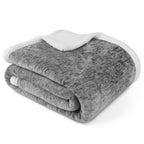 Pavilia Melange Dark Gray Sherpa Blanket Throw For Couch, Warm Soft Cozy Reversible Blanket Sofa Bed, Thick Plush Large Fleece C