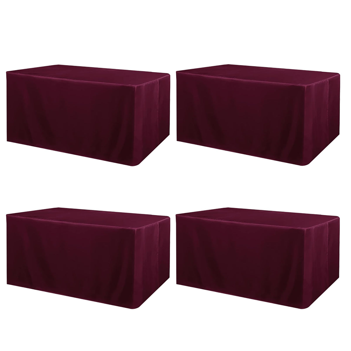 Manmengji 4 Pack 6Ft Table Cloth For Standard Folding Tables - Water Resistant Washable Rectangle Table Covers For Wedding, Banquet And Trade Shows, 72L X 30W X 30H Inches, Burgundy