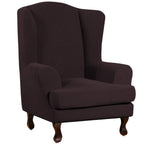 Turquoize Wingback Chair Covers 2 Piece Wing Chair Slipcover Stretch Slipcovers For Wingback Chairs Wing Chair Cover Spandex Jacquard Fabric With Elastic Bottom Non-Slip Furniture Cover, Brown