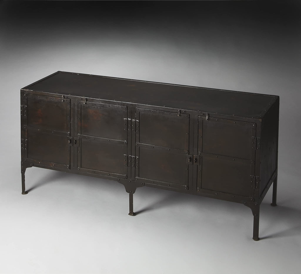 HomeRoots Black Iron Owen Industrial Chic Console Cabinet