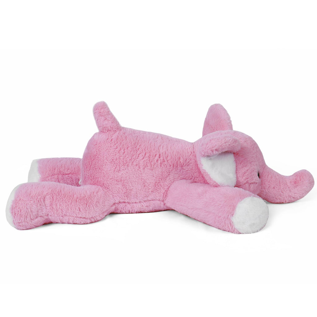 JellyMallow 27" Weighted Pink Elephant Plush Pillow - 5 lbs Huggable Stuffed Animal for Kids & Adults