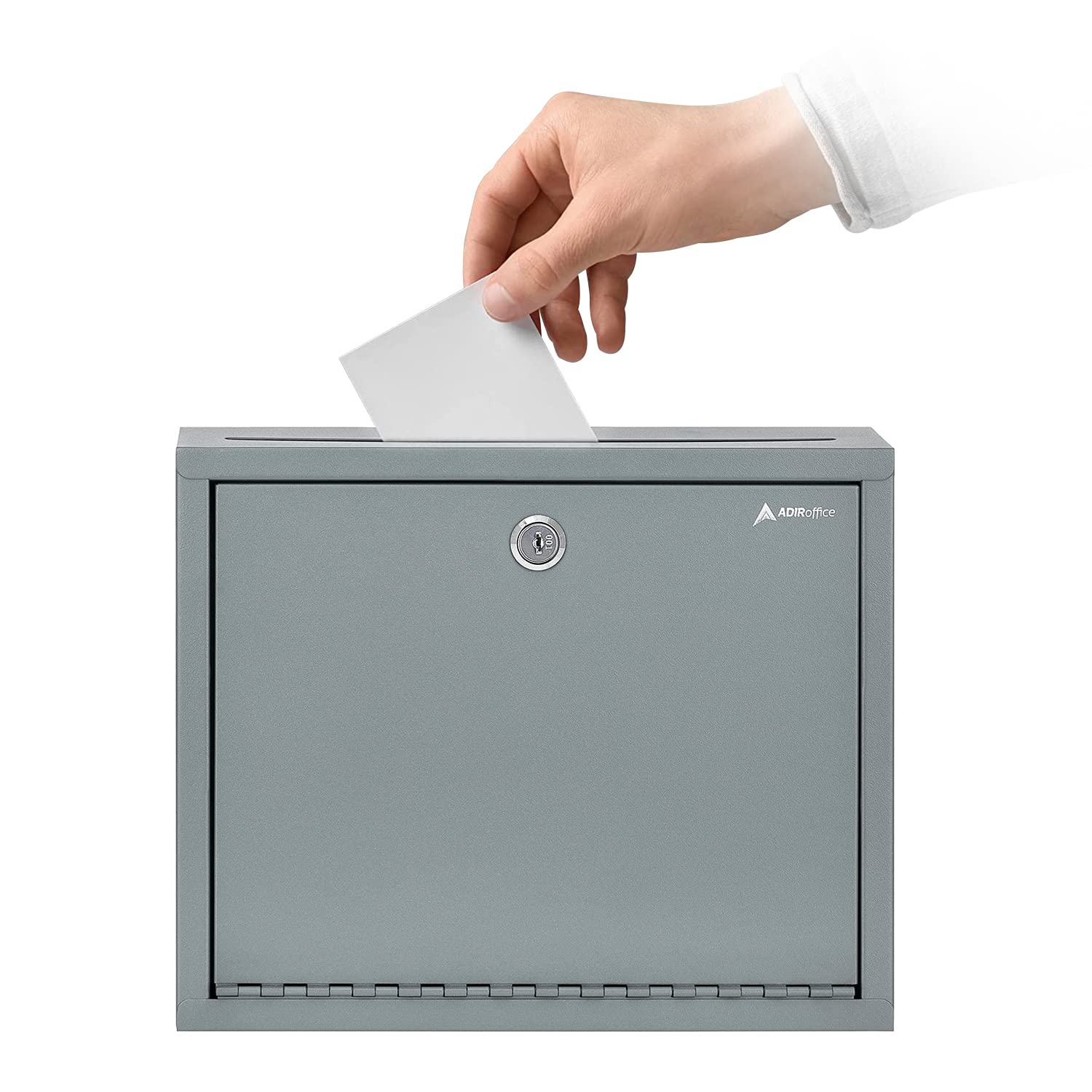 Adir Metal Suggestion Box With Lock And Slot, Wall Mount Deposit Box For Payments And Checks, Office Mail Box For Employees, Mai