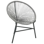 vidaXL Gray Moon Chair - Poly Rattan Patio Furniture - Water-Resistant Outdoor Chair with Powder-Coated Steel Frame for Garden and Patio
