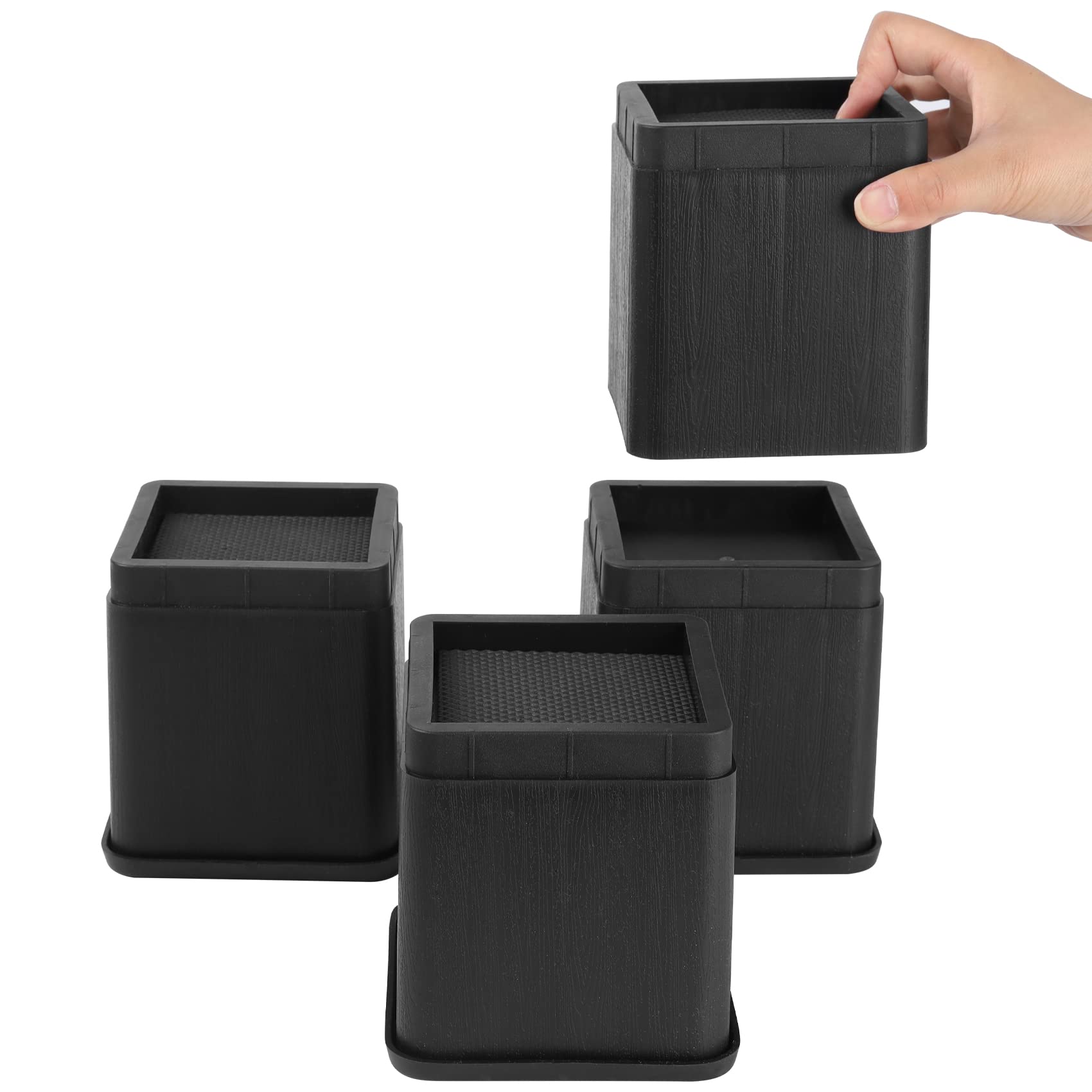 Btsd-Home 4 Inch Or 8 Inch Bed Risers Heavy Duty Stackable Furniture Risers Bed Lifts Risers For Couch, Sofa, Desk Or Table Legs