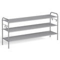 SONGMICS Shoe Rack, 3-Tier Shoe Organizer, Fabric Shoe Shelf Storage with 4 Hooks, Holds up to 18 Pairs of Shoes, Height-Adjusta