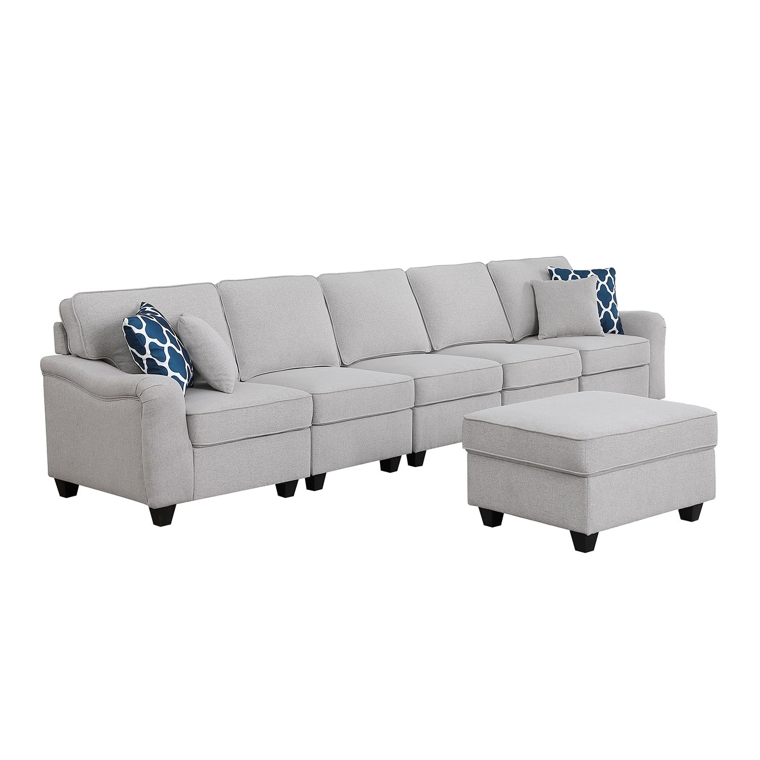Lilola Home Leo 6 Seater Sofa and Ottoman - Thumbnail 3