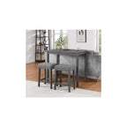 Lilola Home Lux Gray 3 Piece Counter Height 36' Pub Table Set with Tufted Gray Linen Stools