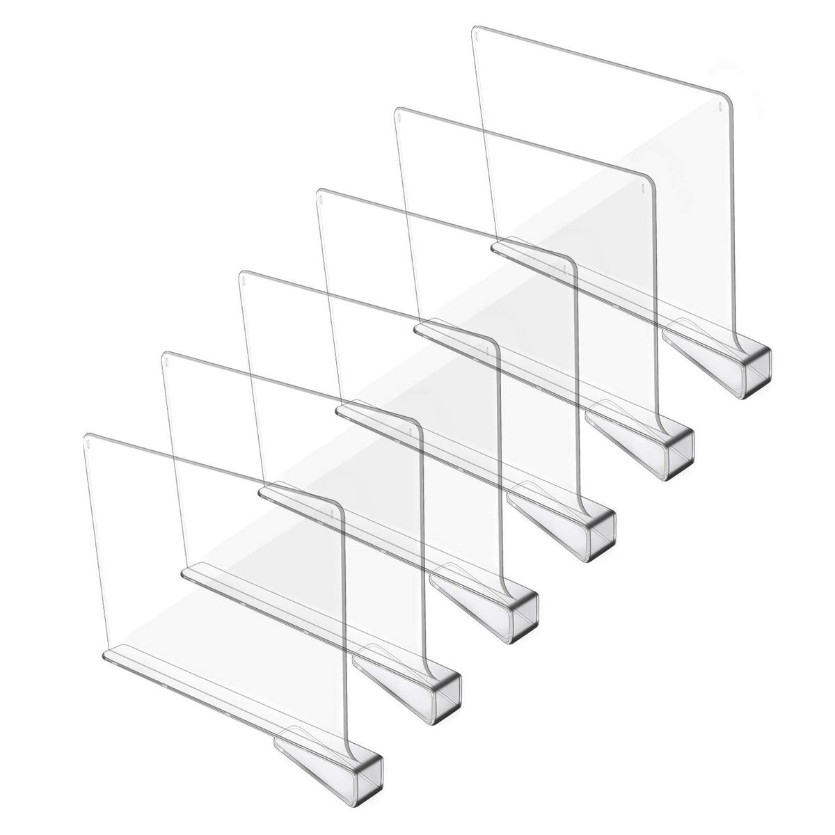 Hmdivor Acrylic Shelf Dividers for Closet Organization, Closet Shelf Organizer Closet Separator for Wood Shelves Clear Shelf Div
