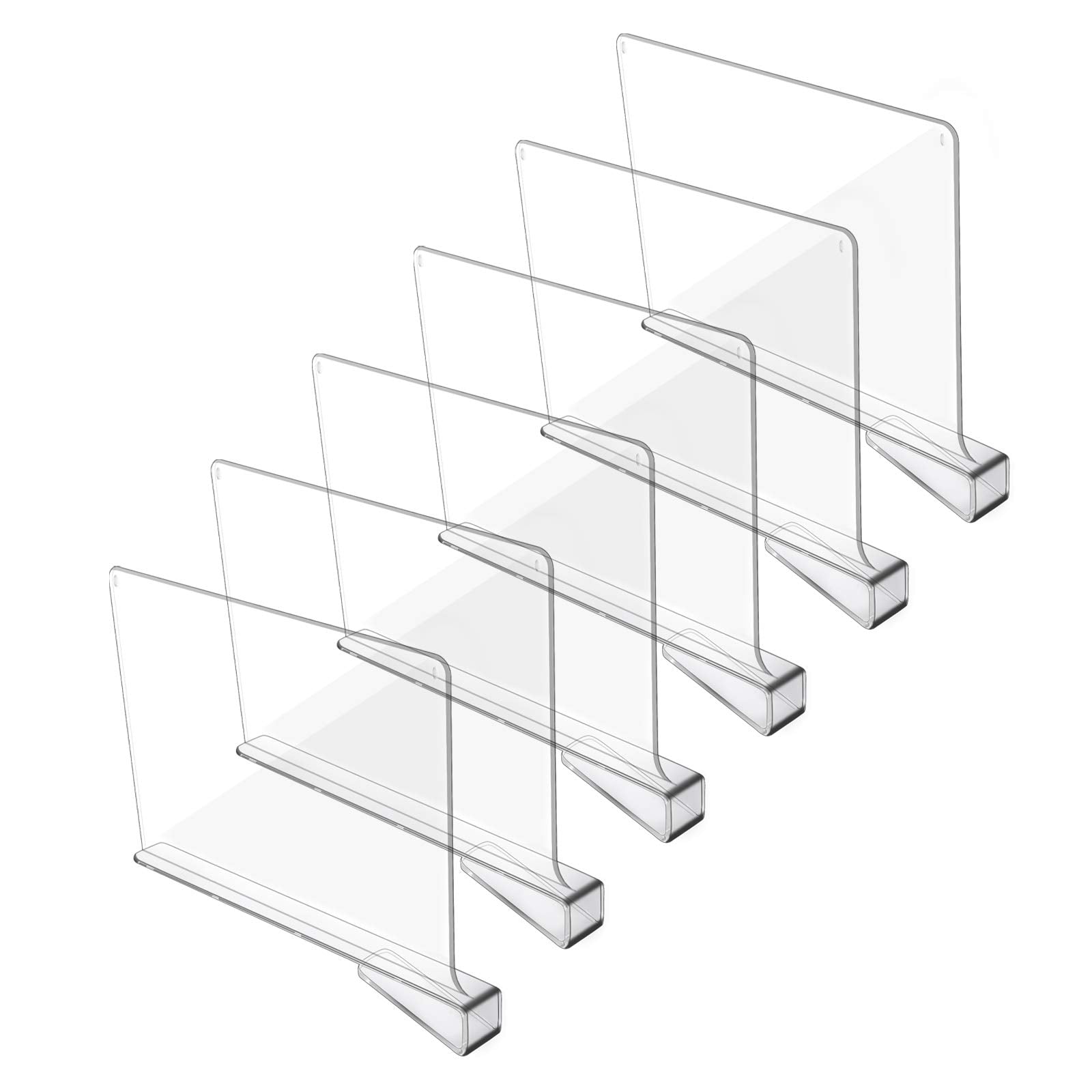 Hmdivor Acrylic Shelf Dividers for Closet Organization, Closet Shelf Organizer Closet Separator for Wood Shelves Clear Shelf Div