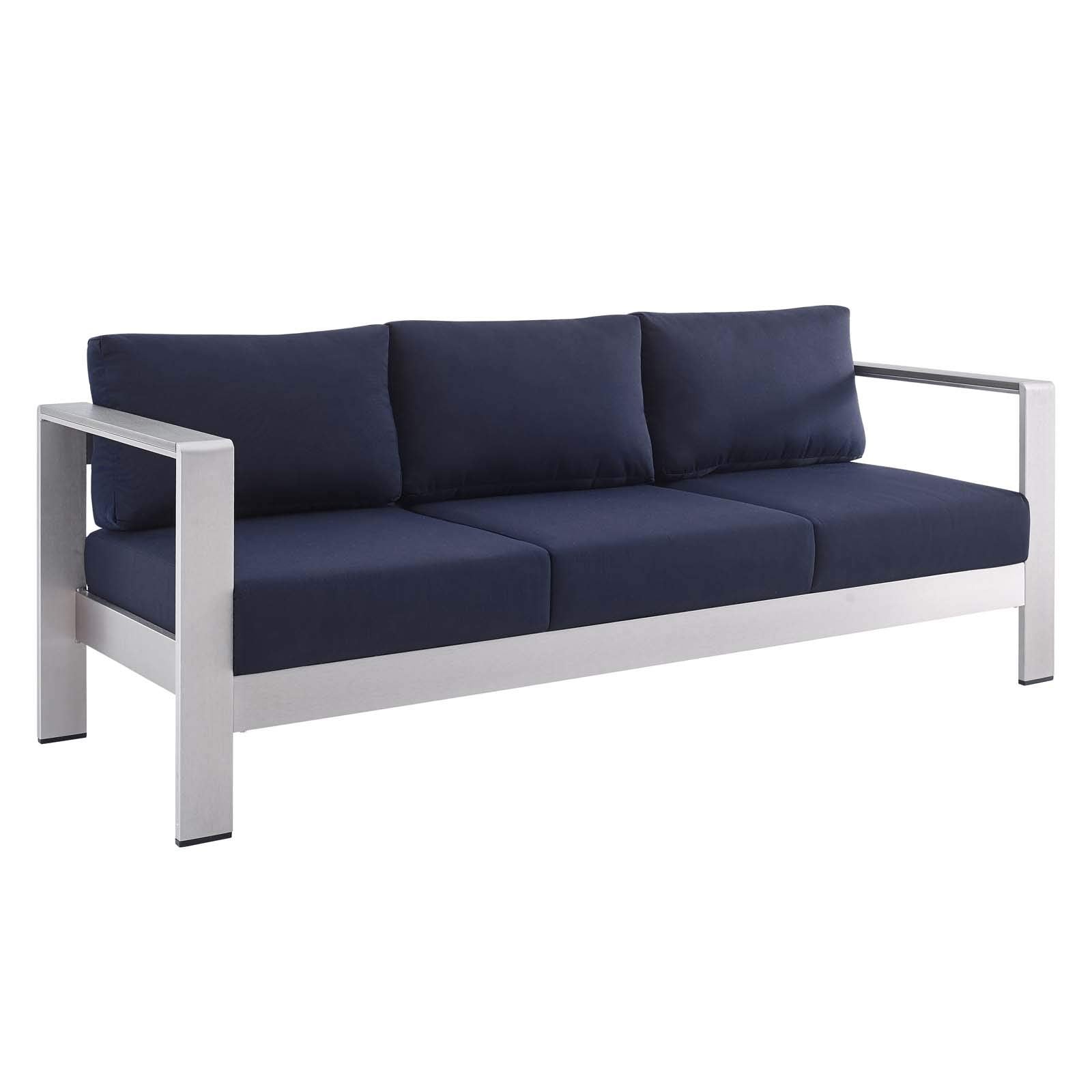 Modway Eei-4228-Slv-Nav Shore Eei-4228-Slv-Navshore Sunbrella Patio Sofa In Silver Navy
