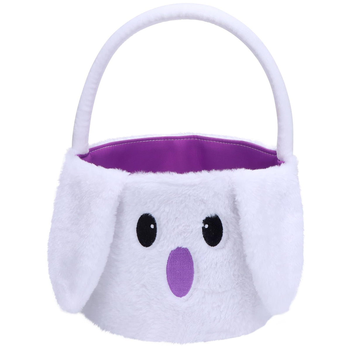Halloween Light Up Trick or Treat Basket, LED Glowing Ghost Plush Candy Bucket, Cute Halloween Basket for Boys and Girls, Collap