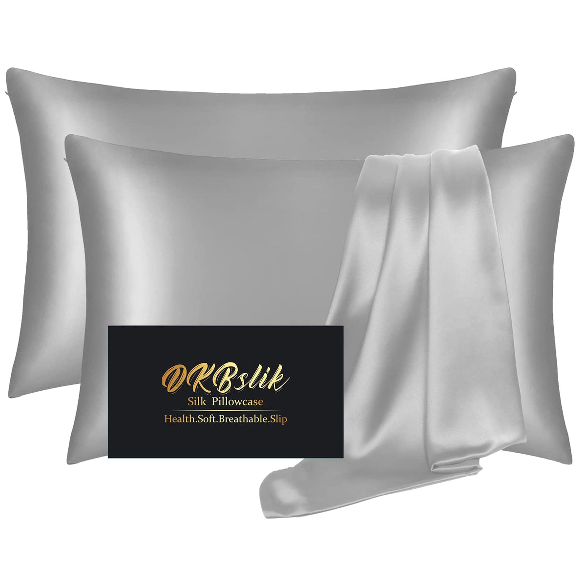 Silk Pillowcase 2 Pack, Natural Mulberry Silk Pillow Case, Anti Acne Silk Pillowcase For Hair And Skin, King Size Silk Satin Pil