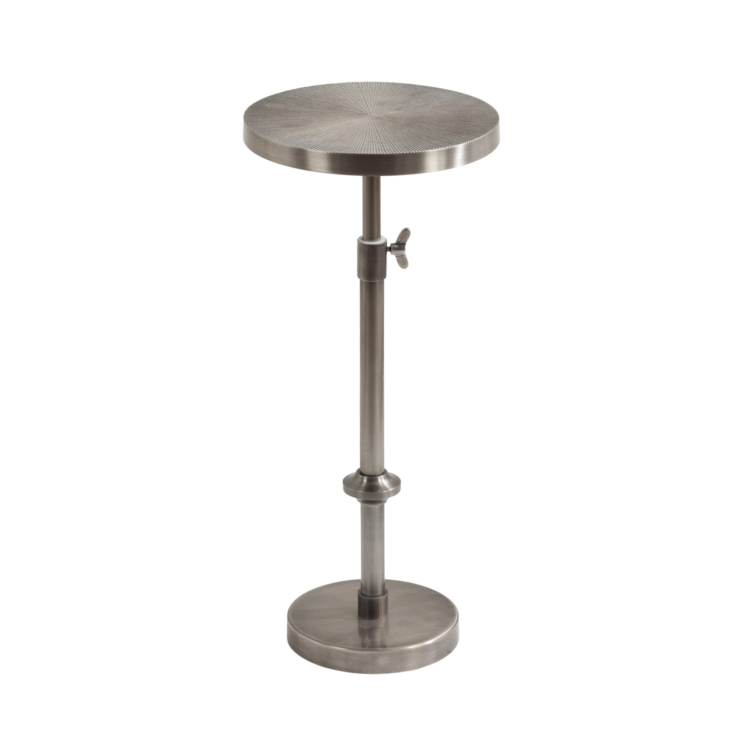 Kate and Laurel Engles Traditional Adjustable-Height Pedestal Drink Table; 10 x 10 x 30; Antique Silver; Vintage Round Indoor Me