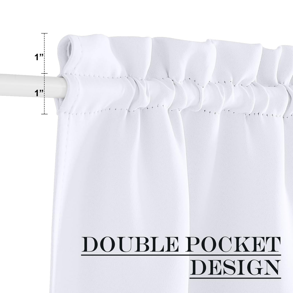 Nicetown French Door Curtain - Rod Pocket Thermal Blackout Curtain For Doors With Glass Window, Kitchen And Patio Doors For Privacy, 36 X 40 Inches Long, 1 Curtain Panel With Tieback, Pure White