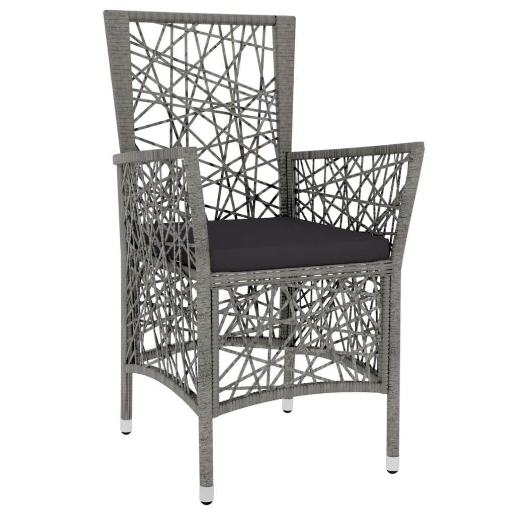 vidaXL 3 Piece Patio Dining Set Poly Rattan Gray