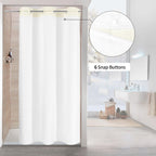 Mitovilla Ivory Waffle Small Stall Shower Curtain 36 X 74, No Hooks Required Half Size Narrow Fabric Cloth Shower Curtain Set Wi