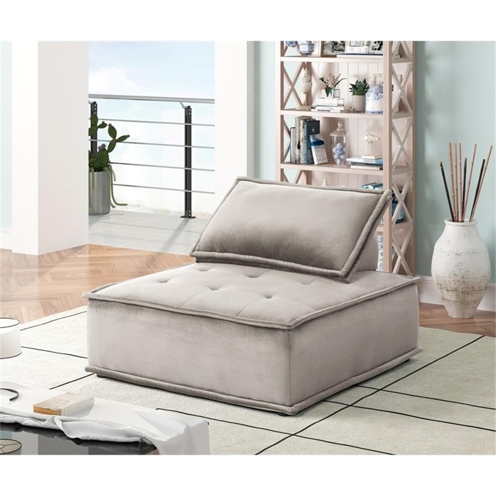 Lilola Home Anna Light Gray Velvet Armless Lounge Chair