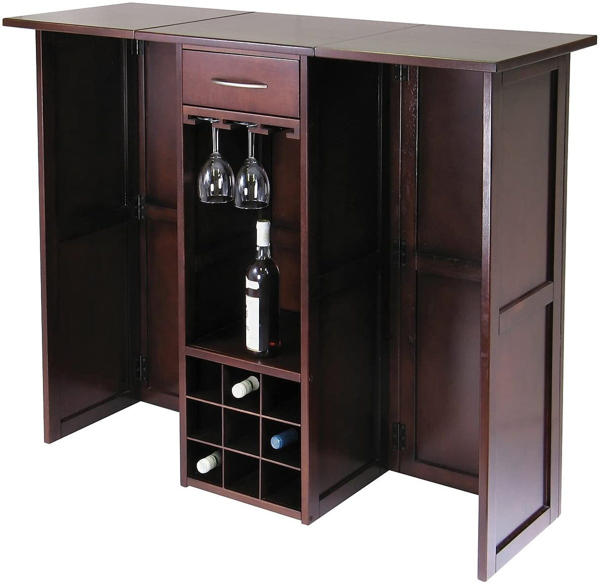 Winsome Newport 40.16 X 50 X 17.87-Inch Wood Expandable Counter Wine Bar, Antique Walnut (94350)