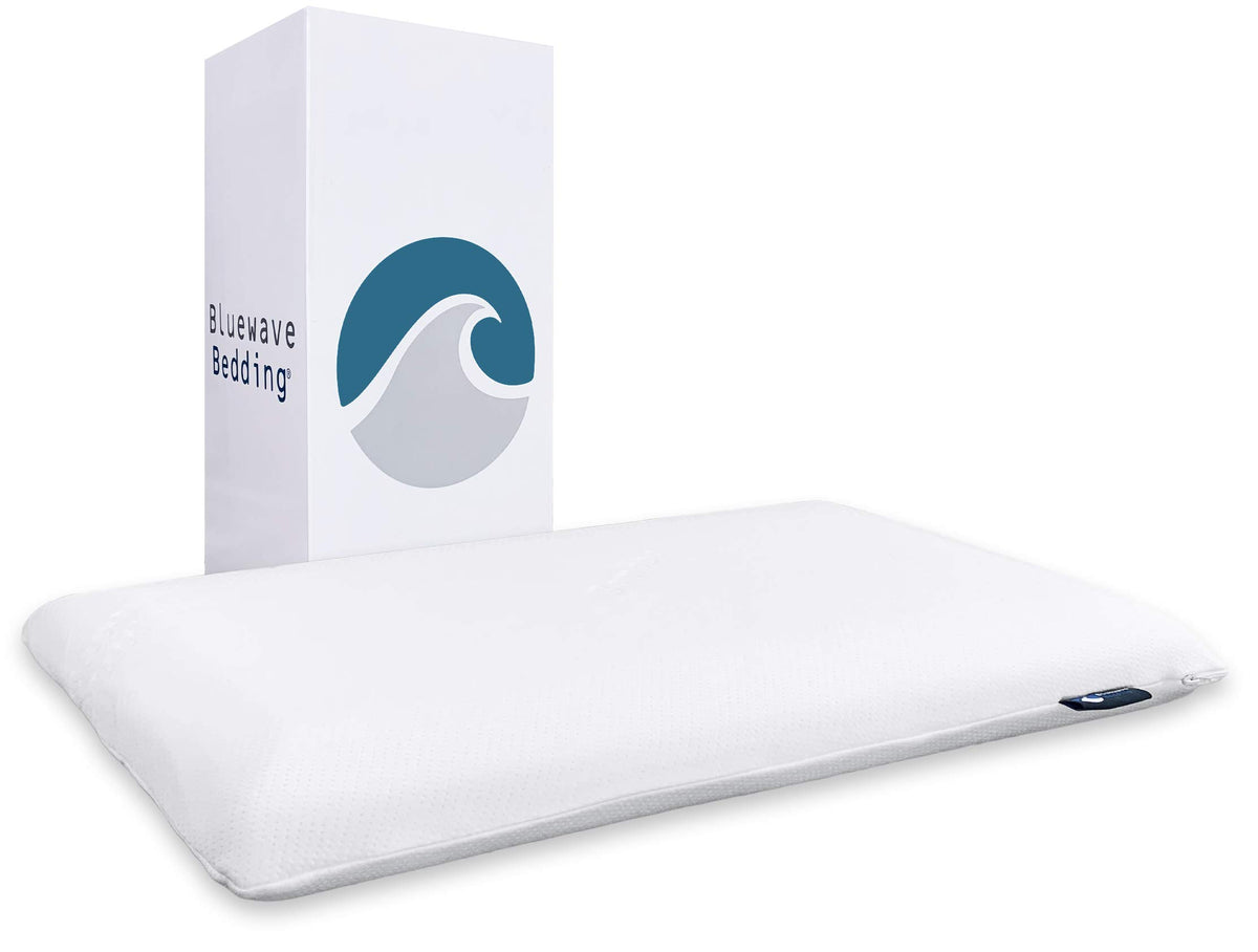 Bluewave Bedding Ultra Slim Gel Memory Foam Pillow For Stomach And Back Sleepers - Thin, Flat Design For Cervical Neck Alignment