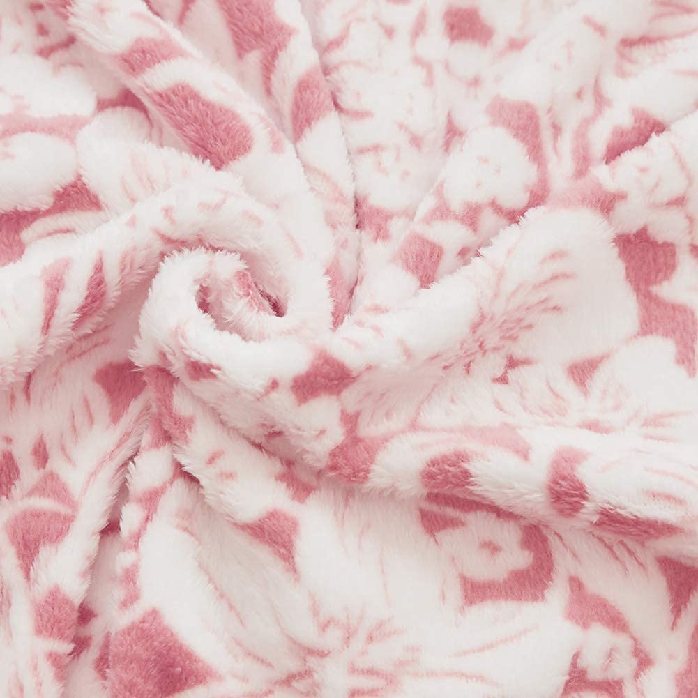 Fy Fiber House Flannel Fleece Throw Blanket Super Soft Lightweight Microfiber With Flower Print For Couch, 90''X90'', Peach