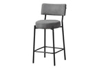Monarch Specialties I 2246 Barstool, Counter Height, Set of 2, Kitchen, Grey Fabric, Black Metal, Contemporary, Modern