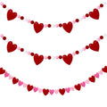 Leinuosen 3 Pack Valentines Day Felt Garland 6 ft Pink and Red Heart Garland Felt Pom Ball Banner Valentines Decoration for Mant