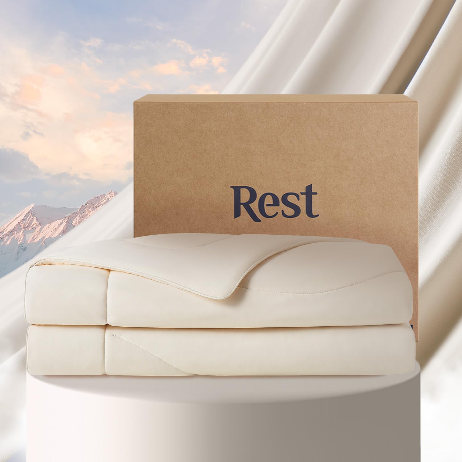 Rest Evercool Cooling Comforter Full/Queen Blanket For Hot Sleepers, Summer Bedding To Keep Cool For Night Sweats, Breathable Al