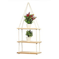 Ganvia Real Pine Wood Floating Swing Rope Shelves  Rustic Wall Mounted Hanging Shelves For Living Room, Home & Office Decor | D