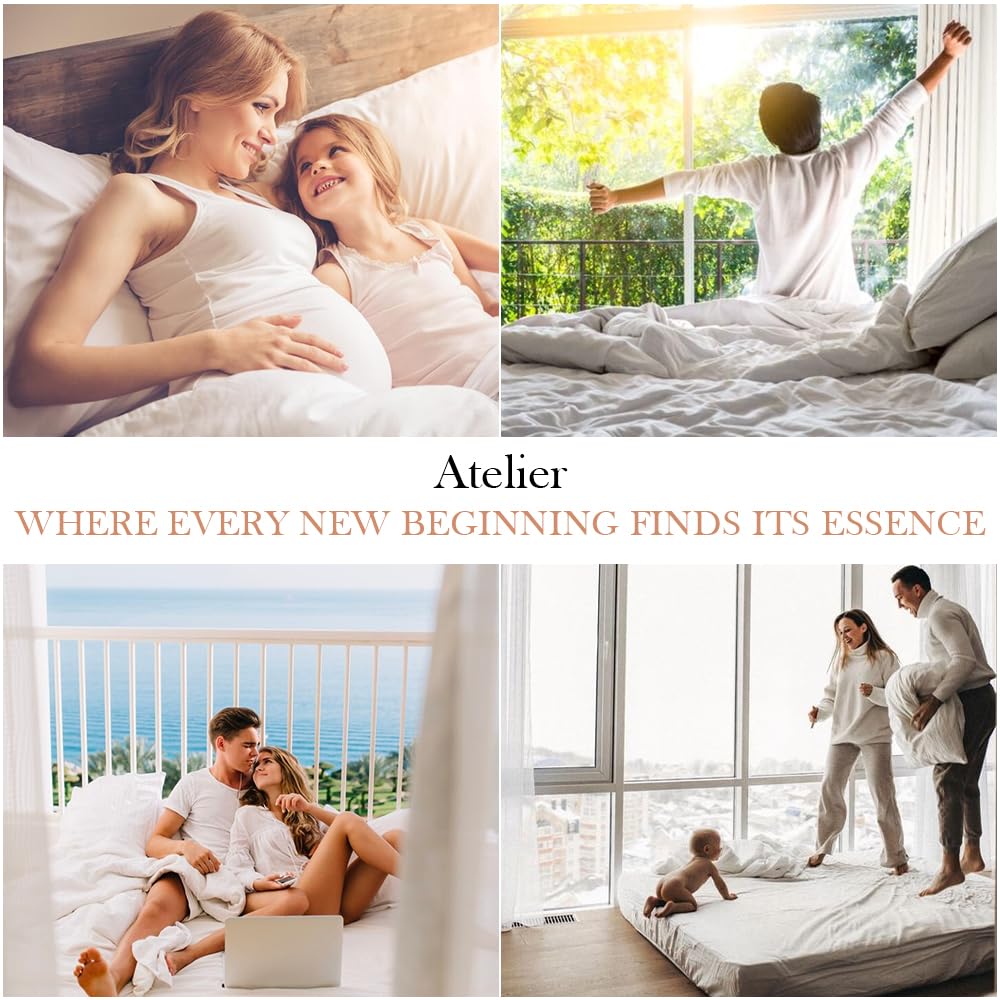 Atelier Bedding 100% Cotton Fitted Sheet 400 Thread Count 15'' Deep Pockets Soft & Silky Cool Luxury Percale Weave For Home & Ho