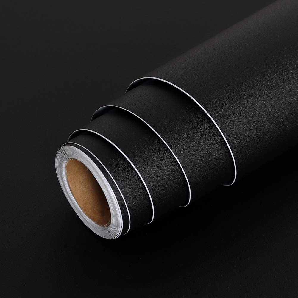 LACHEERY Black Wallpaper Peel and Stick Black Contact Paper for Cabinets Matte Solid Color Peel and Stick Wallpaper for Bedroom 