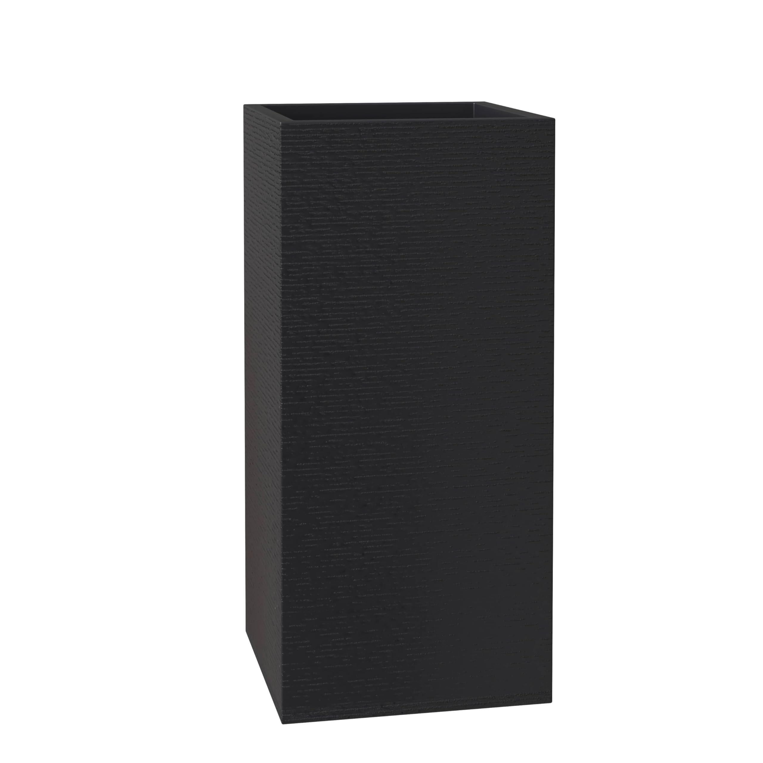 Basalt Series Poly Stone Planter 13.8 Square 27.6 High in Black