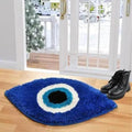 Adequate Evil Eye Bath Mat, Decorative Door mat,Royal Blue and White,Traditional Greek Design,NonSlip Floor Mat,Oval Shape,40 *