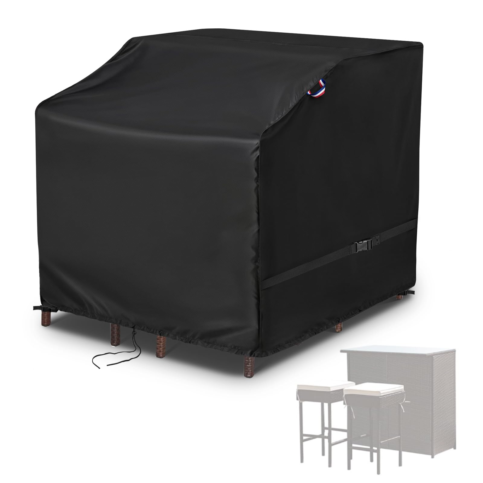 Loenel Patio Bar Set Cover - 41'L X 38'W X 40'H Heavy Duty Waterproof 600D Oxford Fabric, Windproof Buckles & Adjustable Stra