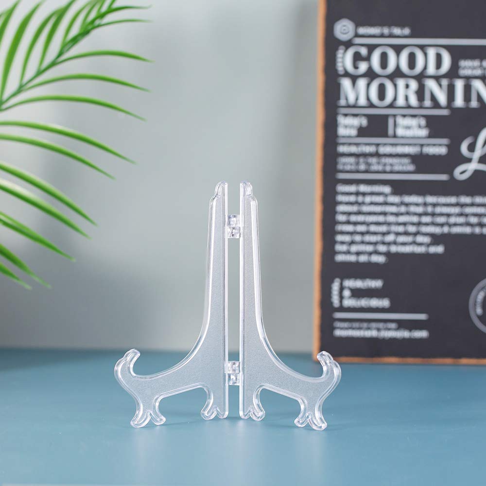 Artliving 6 Inch Clear Plastic Easels Or Stand/Plate Holders To Display Pictures Or Other Items At Weddings, Home Decoration, Bi