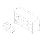 South Shore Fusion 6-Drawer Dresser Bleached Oak, Contemporary